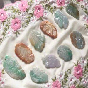 Natural Jade Leaf Pendant on Cord
